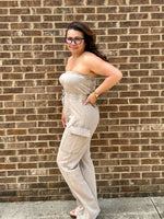 Washed tube top jumpsuit