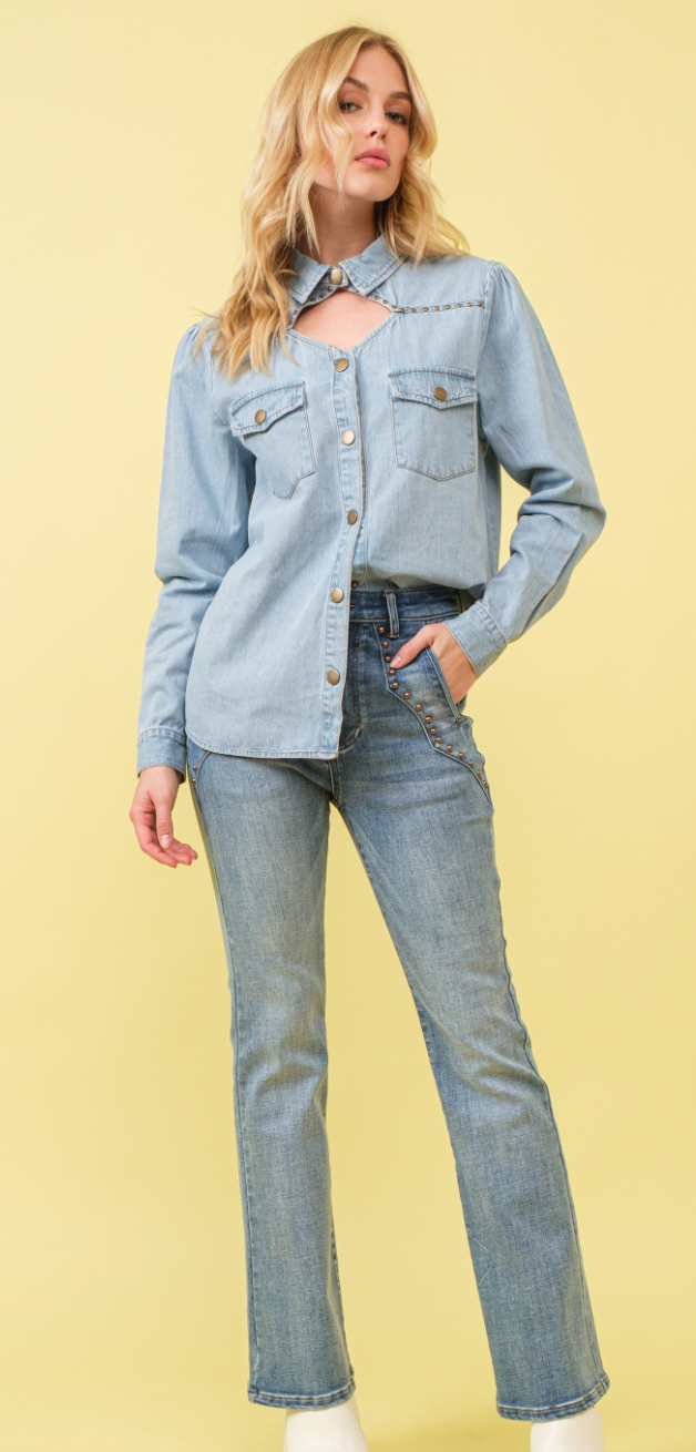 Denim Snap Up Top